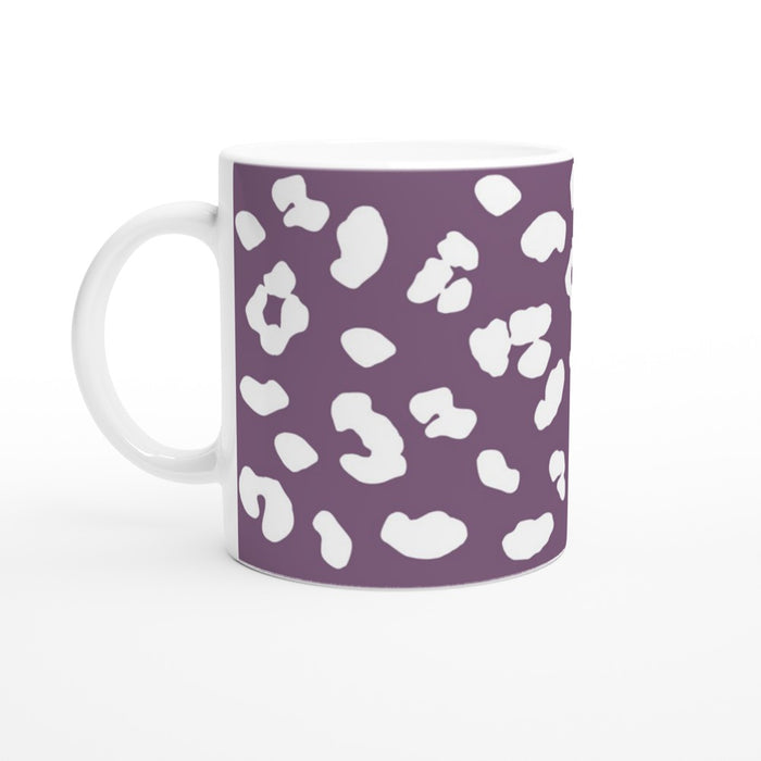 Tasse mit Leopardenmuster - pflaume/weiß