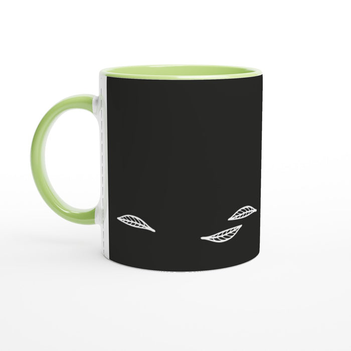Tasse mit Blättern - schwarz/weiß, verschiedene Farben