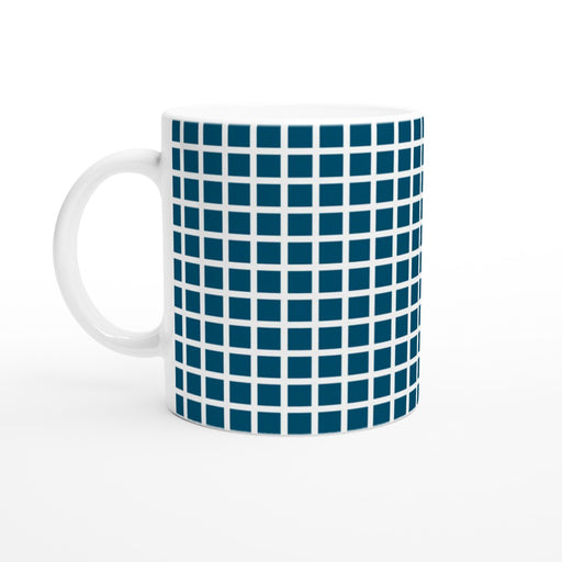 Tasse kariert - ozeanblau/weiß