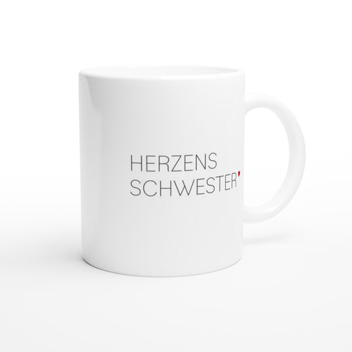 Tasse HERZENS SCHWESTER mit Herz - rot