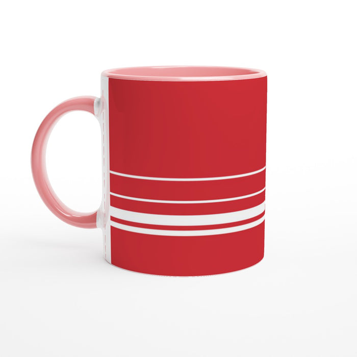 Tasse mit Streifen - rot/weiß, verschiedene Farben