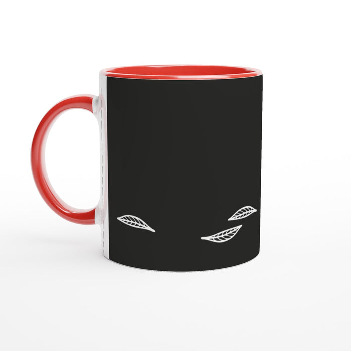 Tasse mit Blättern - schwarz/weiß, verschiedene Farben