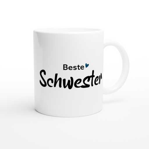 Tasse Beste Schwester mit Herz - ozeanblau