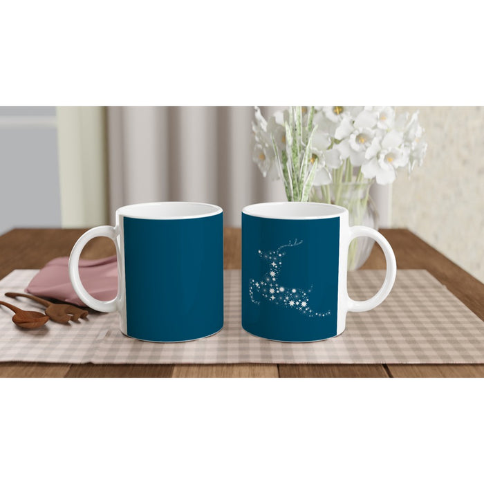 Tasse Rentier aus Sternen - blau/weiß