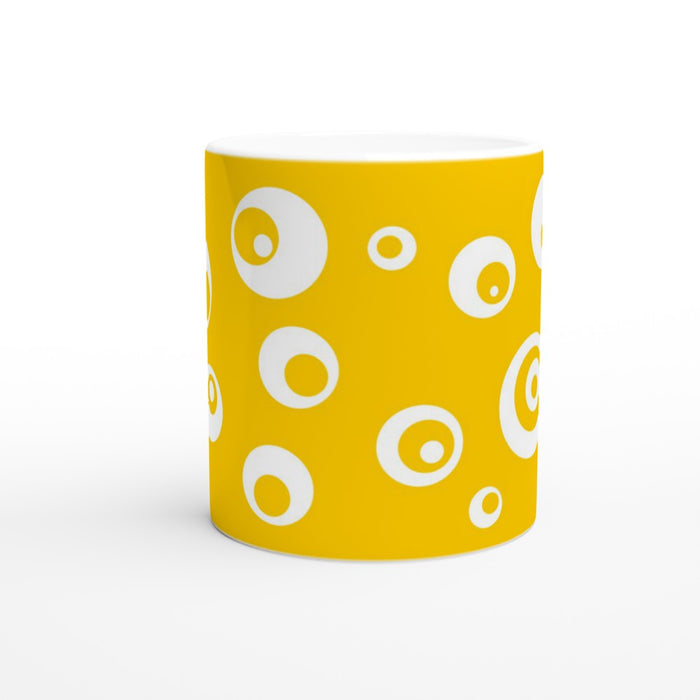 Tasse mit Kreisen - sonnengelb/weiß