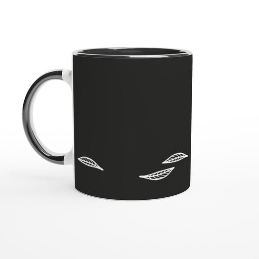 Tasse mit Blättern - schwarz/weiß, verschiedene Farben