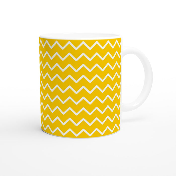 Tasse mit Zickzackmuster - sonnengelb/weiß