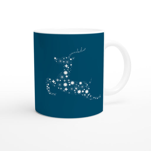 Tasse Rentier aus Sternen - blau/weiß