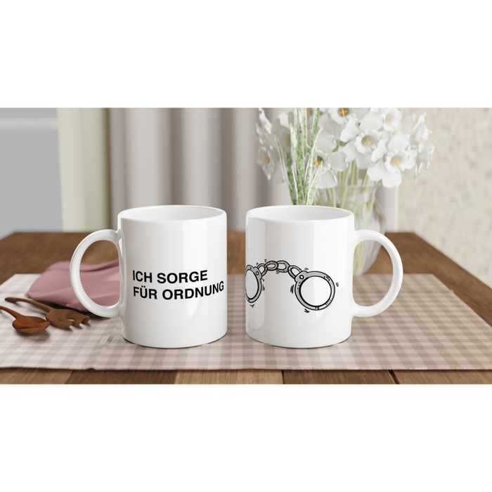 Tasse Polizei - ICH SORGE FÜR ORDNUNG, Handschellen