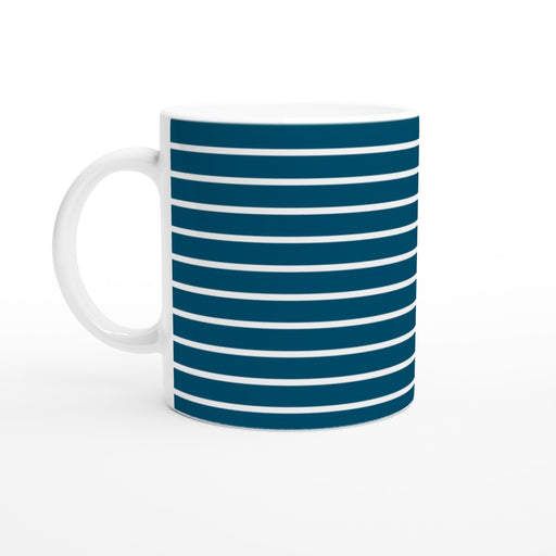 Tasse gestreift - ozeanblau/weiß