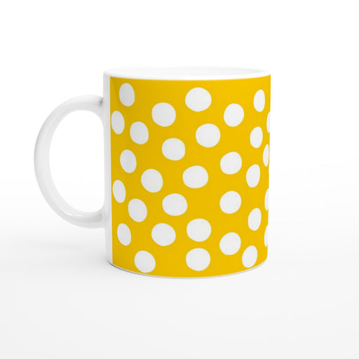 Tasse mit Punkten - sonnengelb/weiß