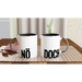 Der Spruch NÖ und DOCH in schwarz auf einer Tasse