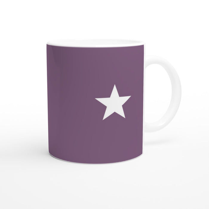 Tasse mit Stern - pflaume/weiß