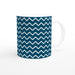 Tasse mit Zickzackmuster - ozeanblau/weiß