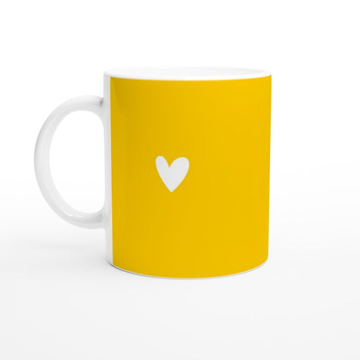 Tasse mit Herz - sonnengelb/weiß