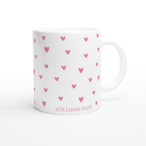 Tasse Ich liebe dich mit Herzmuster - rose