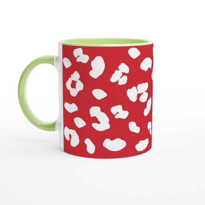 Tasse mit Leopardenmuster - rot/weiß, verschiedene Farben