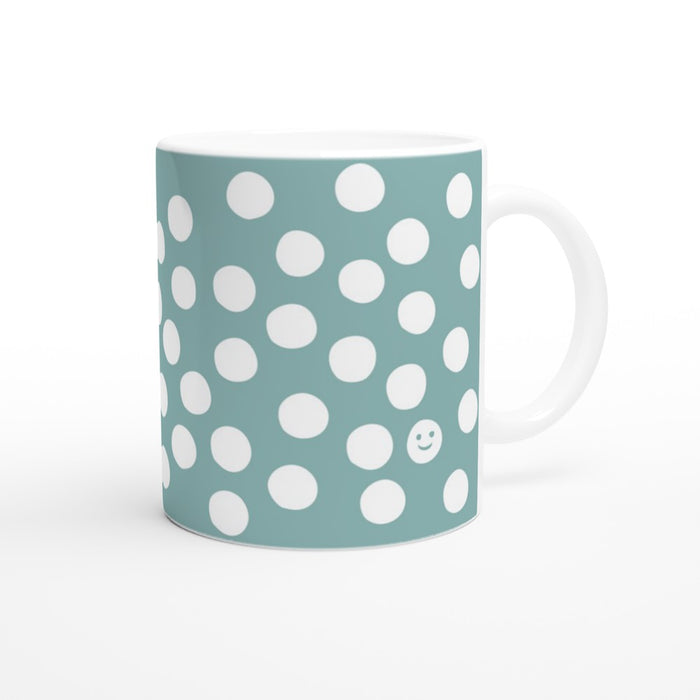 Tasse mit Punkten - eukalyptus/weiß