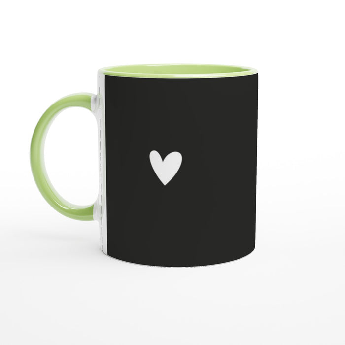 Tasse mit Herz - schwarz/weiß, verschiedene Farben