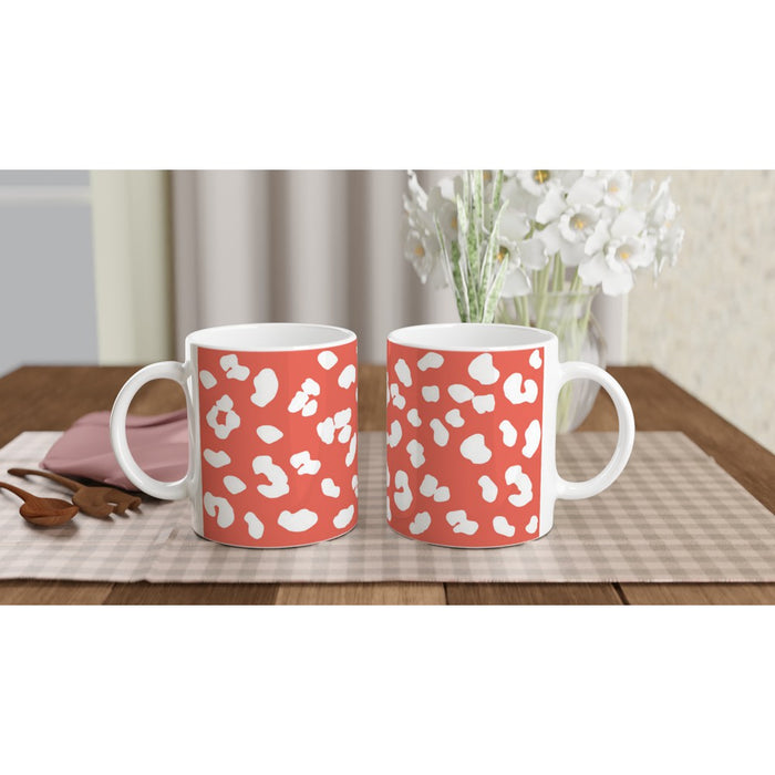 Tasse mit Leopardenmuster - coralle/weiß