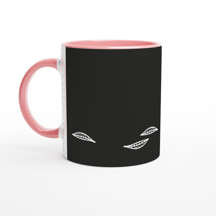 Tasse mit Blättern - schwarz/weiß, verschiedene Farben