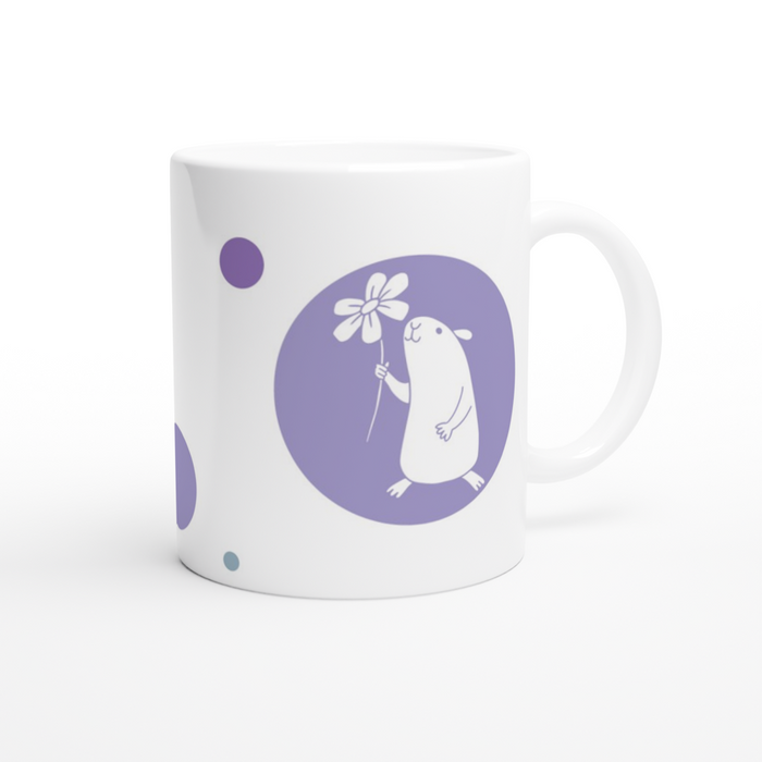 Tasse mit Kreisen - Meerschweinchen mit Blume in Bubble