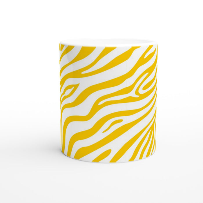 Tasse mit Zebramuster - sonnengelb/weiß