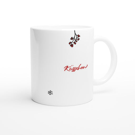 Tasse Küsschen - Schriftzug mit Mistelzweig und Herz