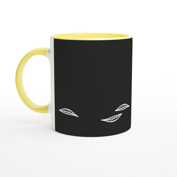 Tasse mit Blättern - schwarz/weiß, verschiedene Farben