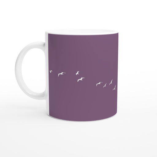 Tasse mit Vögeln - pflaume/weiß