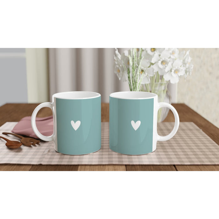 Tasse mit Herz - eukalyptus/weiß