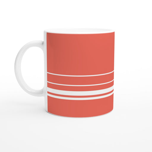 Tasse mit Streifen - coralle/weiß