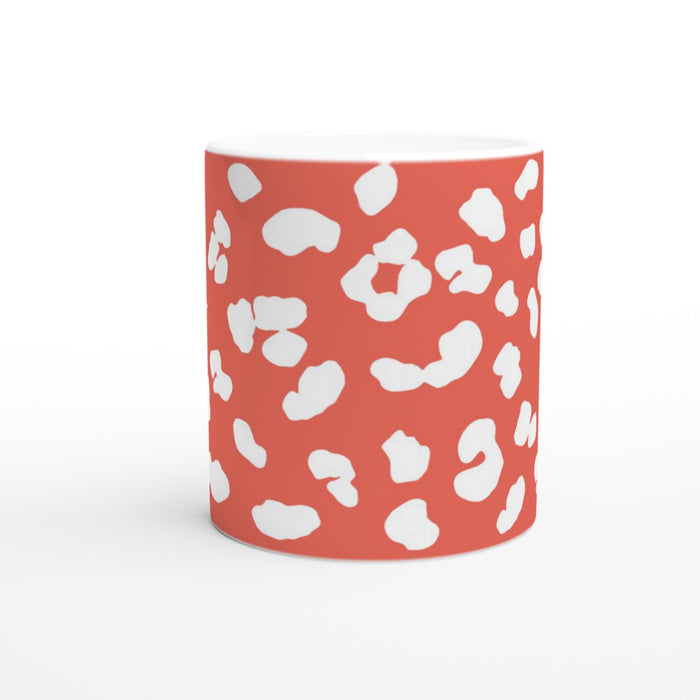 Tasse mit Leopardenmuster - coralle/weiß