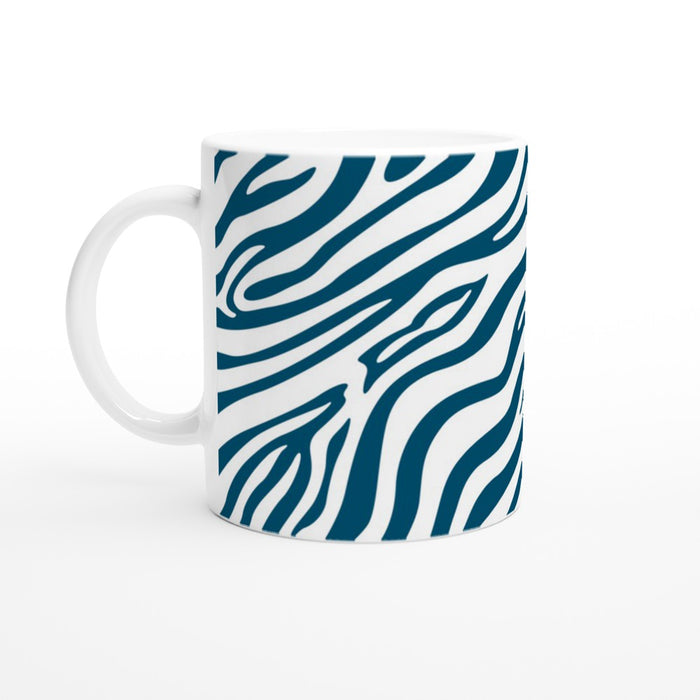 Tasse mit Zebramuster - ozeanblau/weiß