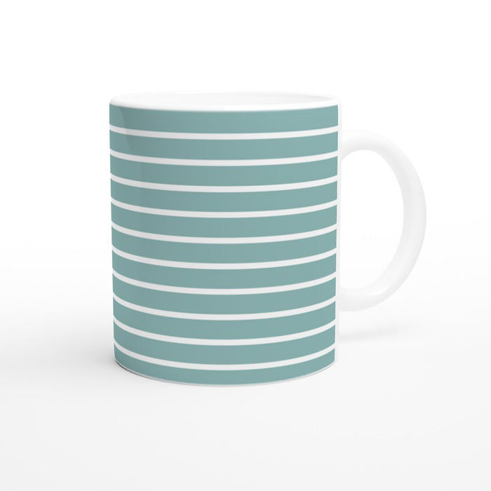 Tasse gestreift - eukalyptus/weiß