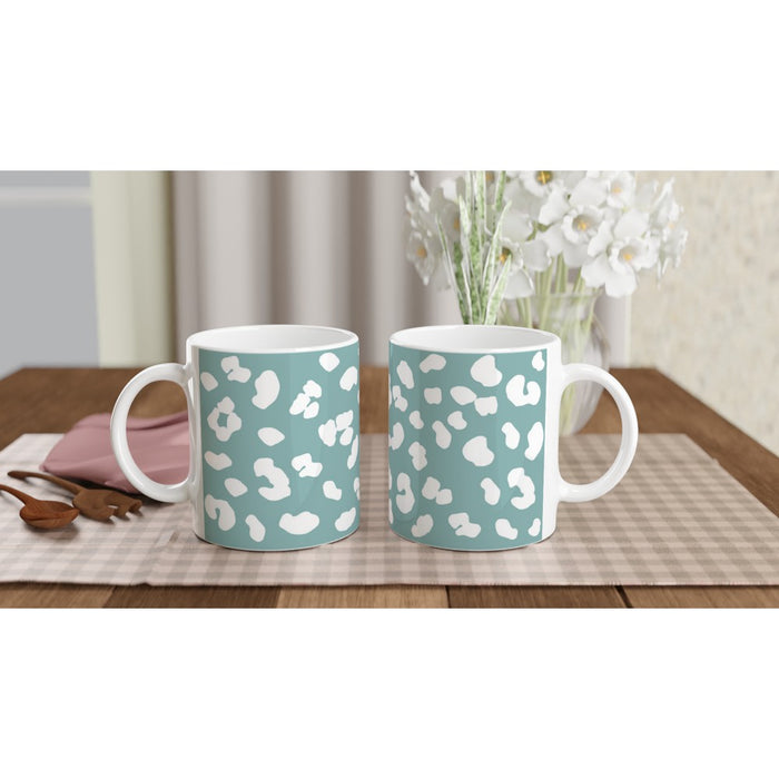 Tasse mit Leopardenmuster - eukalyptus/weiß