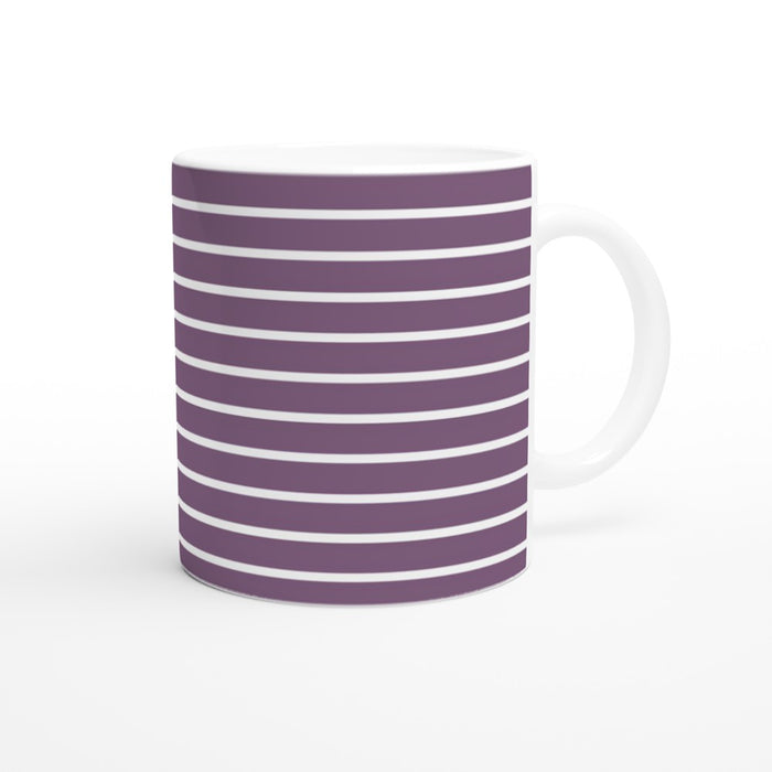 Tasse gestreift - pflaume/weiß