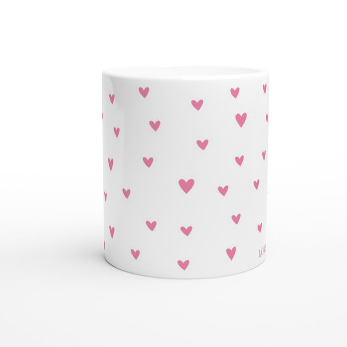Tasse Love mit Herzmuster - rose