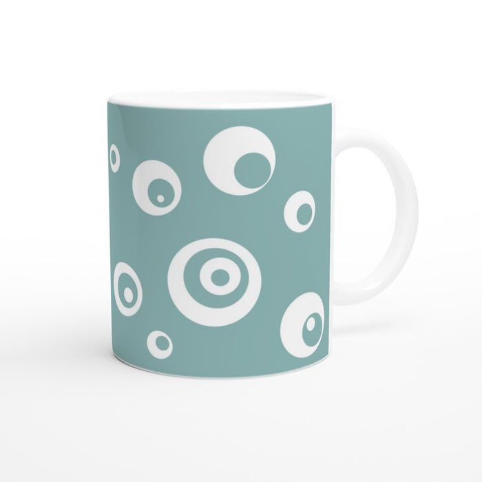 Tasse mit Kreisen - eukalyptus/weiß