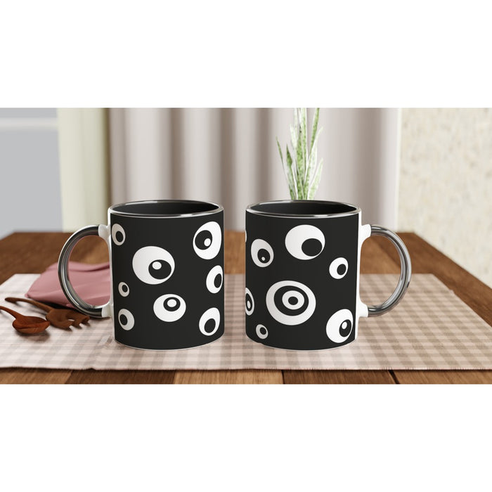 Tasse mit Kreisen - schwarz/weiß, verschiedene Farben