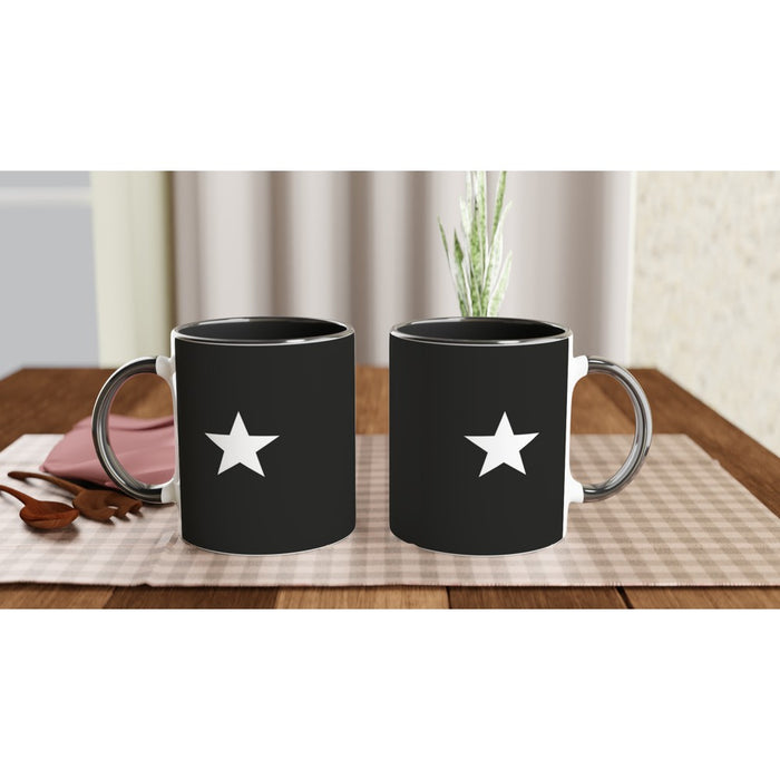 Tasse mit Stern - schwarz/weiß, verschiedene Farben