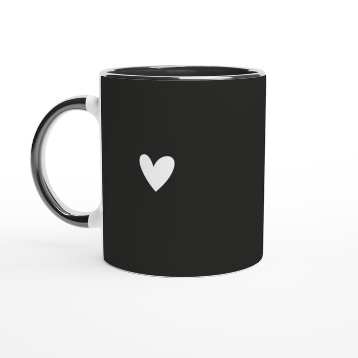 Tasse mit Herz - schwarz/weiß, verschiedene Farben