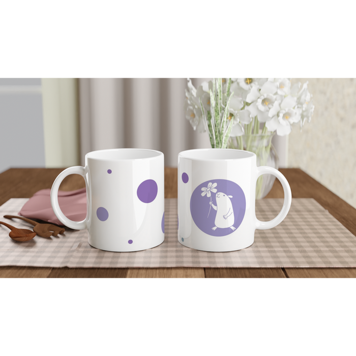 Tasse mit Kreisen - Meerschweinchen mit Blume in Bubble