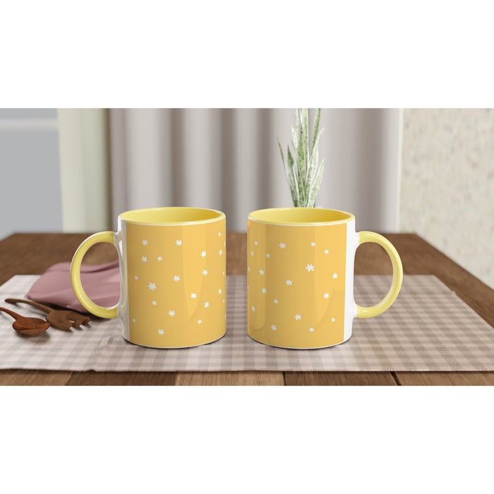 Tasse mit Sternenhimmel - gelb/weiß, verschiedene Farben