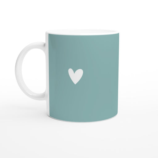 Tasse mit Herz - eukalyptus/weiß
