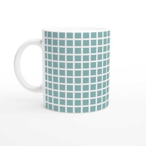 Tasse kariert - eukalyptus/weiß