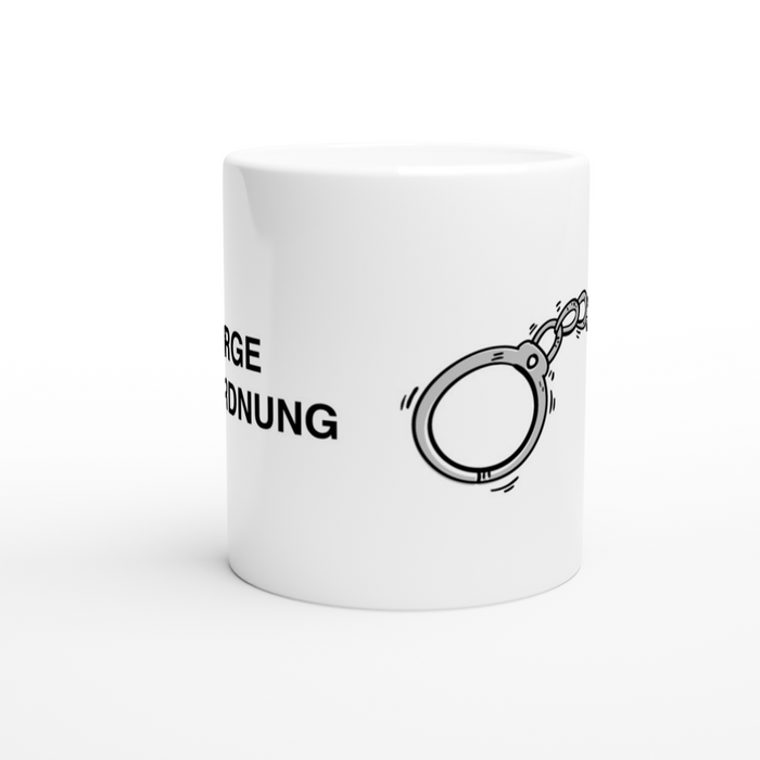 Tasse Polizei - ICH SORGE FÜR ORDNUNG, Handschellen