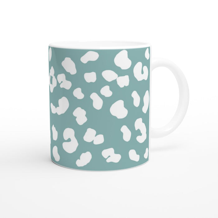 Tasse mit Leopardenmuster - eukalyptus/weiß