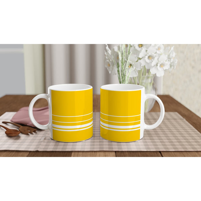Tasse mit Streifen - sonnengelb/weiß