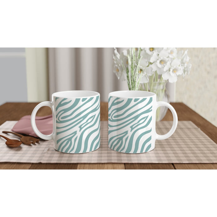 Tasse mit Zebramuster - eukalyptus/weiß